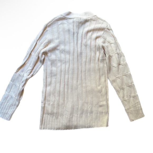 PrettyGarden Cable Knit Button Down Chunky Cardigan Sweater Small White Long - Picture 3 of 12